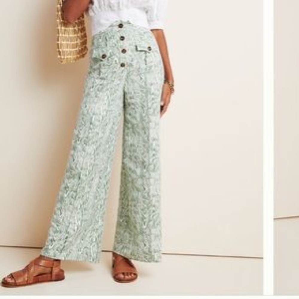 NWT Anthropologie Arbor Wide Leg Green Pants